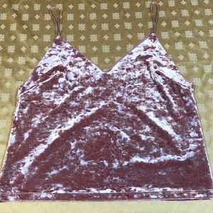 Forever 21 Pink Crushed Velvet Spaghetti Strap Tank Top, S